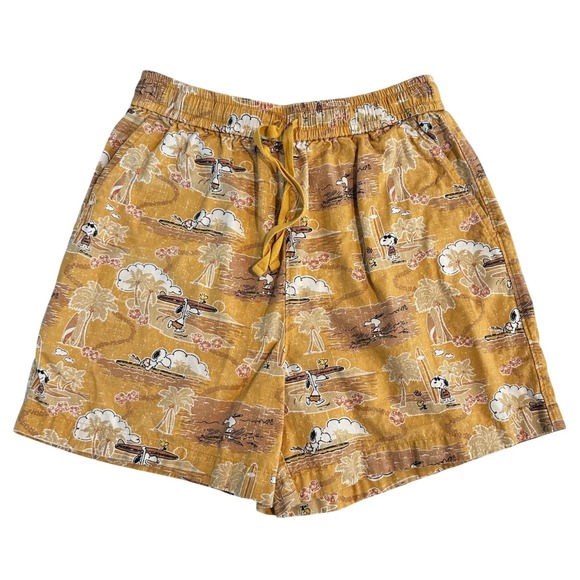 Uniqlo Pants - Peanuts x Reyn Spooner Uniqlo Snoopy Surfing Shorts Women Small 4 Yellow Pockets